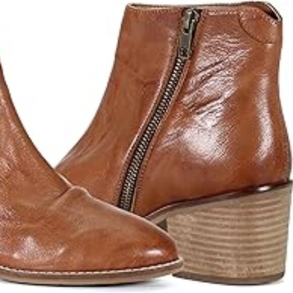 NEW DIBA TRUE Leather Hel Lina Heel Booties Cuoio for women 462mn - Picture 2 of 7